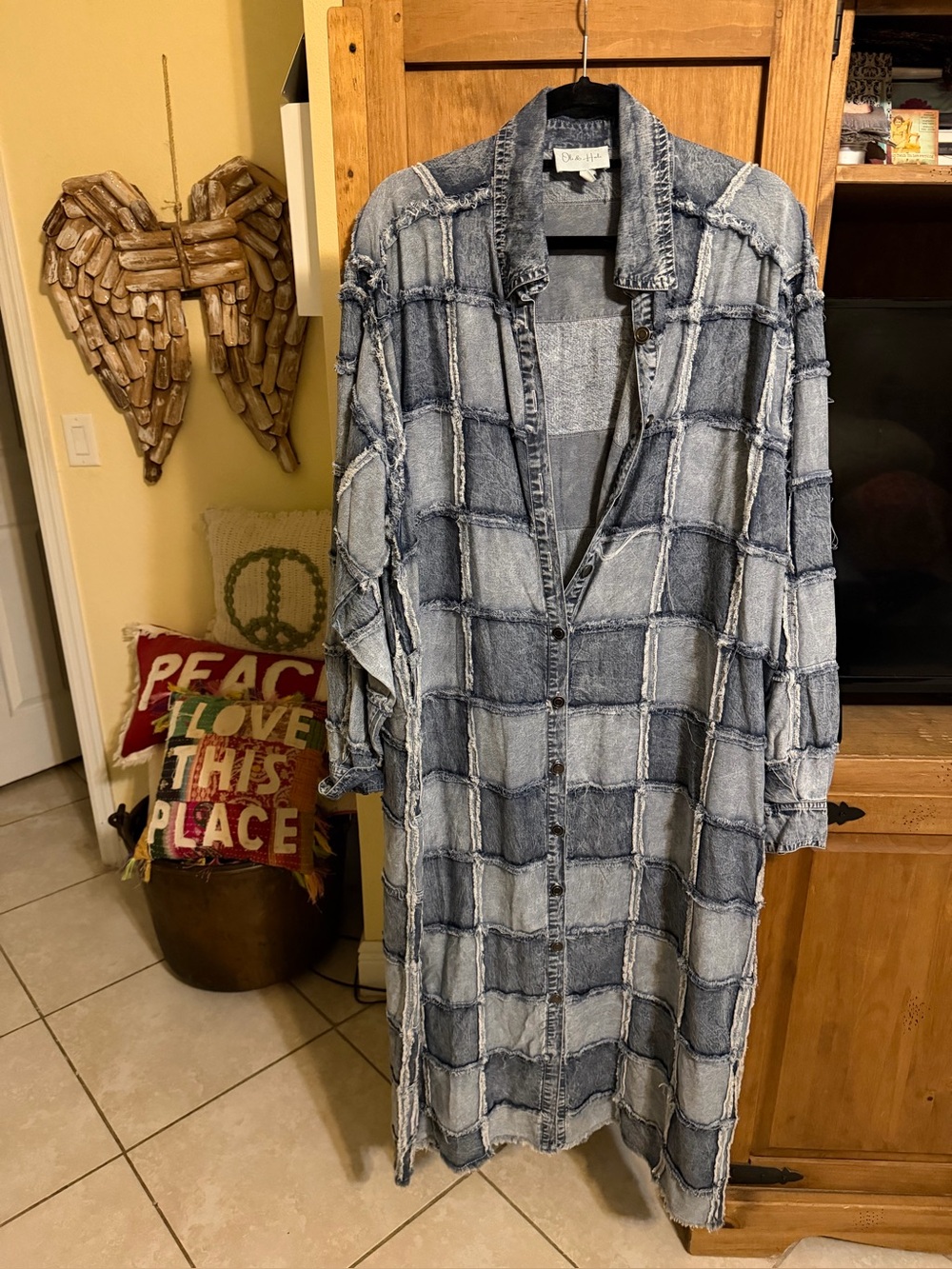 OLI & Hali Patchwork Denim Long Shirt Dress - Blue